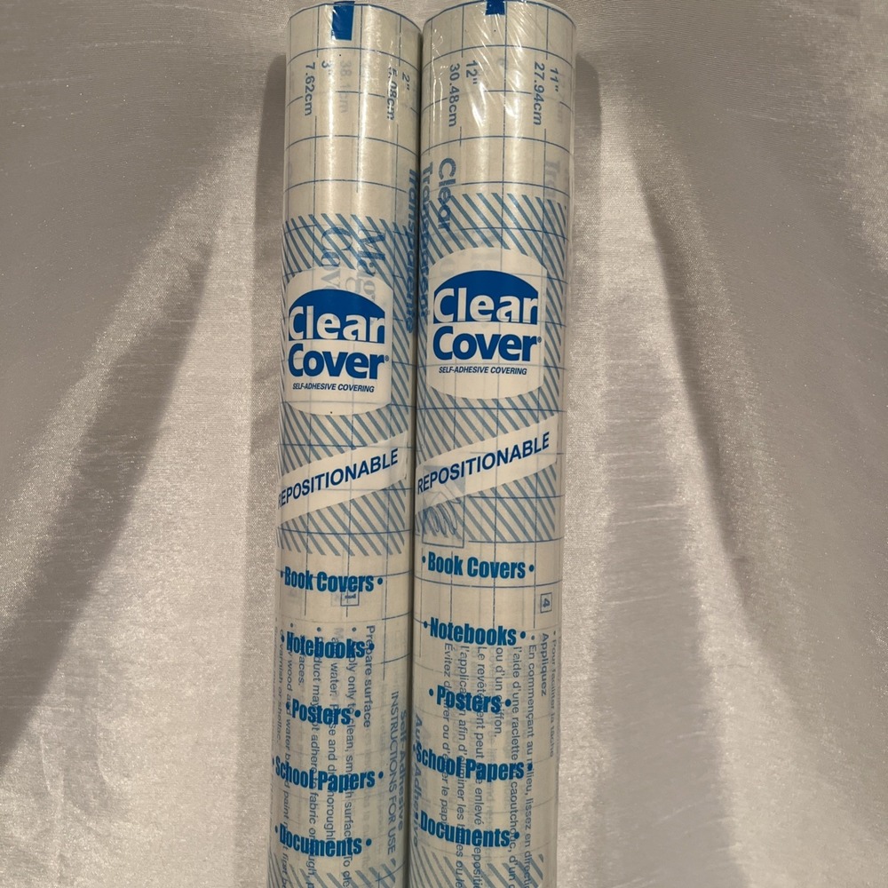 Set of 2 Rolls Con-Tact Paper - Clear Cover Adhesive‎ Covering Removable 18"x20'